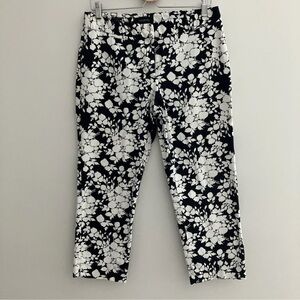 Talbots Signature Black White Floral Capri Pants size 16
